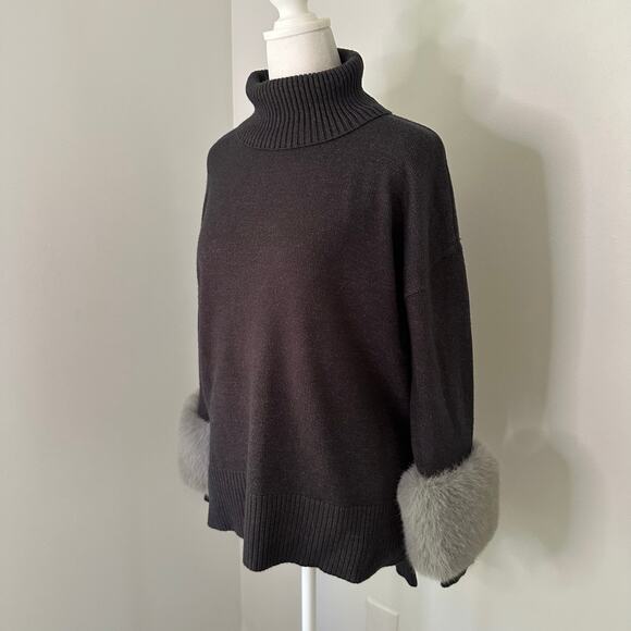 Saks Fifth Avenue dark gray turtleneck knit sweater size S - Picture 3 of 9